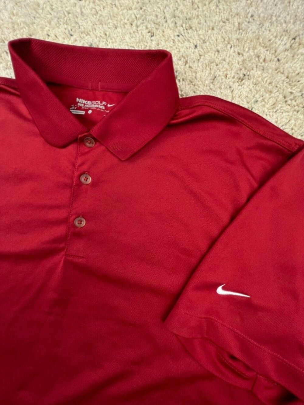 Nike Golf Tour Performance Dri Fit Short Sleeve Polo Shirt Dark Red LARGE Poly